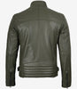 Mens Olive Green Biker Style Leather Jacket