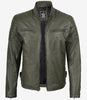 Mens Olive Green Biker Style Leather Jacket