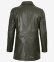 Men's Olive Green 3/4 Length Leather Car Coat