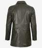 Men's Olive Green 3/4 Length Leather Car Coat