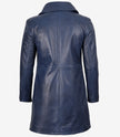 Mens Real Leather 3/4 Length Blue Car Coat