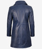 Mens Real Leather 3/4 Length Blue Car Coat