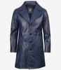 Mens Real Leather 3/4 Length Blue Car Coat