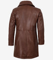 Mens Real Leather 3/4 Length Cognac Coat
