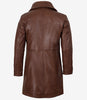 Mens Real Leather 3/4 Length Cognac Coat