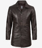 Men's Real Leather 3/4 Length Distressed Brown Coat