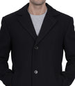 Men's Single-Breasted Black Wool Coat – Modern Fit