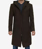 Mens Dark Green Hooded Wool Coat