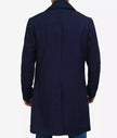 Mens Double Breasted Long Navy Blue Wool Coat