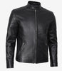 Black Leather Cafe Racer Jacket 