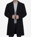 Single Breasted Knee Length Wool Coat Mens