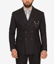 Mens Double Breasted Black Pinstripe Suit