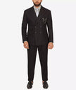 Mens Double Breasted Black Pinstripe Suit