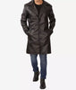 Jackson Mens Peak Lapel Long Black Leather Coat