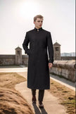 Mens Black Wool Trench Coat