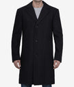 Single Breasted Knee Length Wool Coat Mens