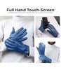 Mens Blue Leather Gloves With Adjustable Wrist