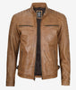Mens Camel Cafe Racer Leather Jacket