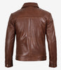 Reeves Brown Shirt Collar Front Zip Men Stylish Pebbled Leather Jacket
