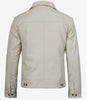 Mens Shirt Collar White Leather Jacket