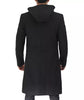 Mens Black Wool Coat with Hood