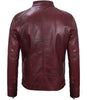 Mens Lambskin Maroon Cafe Racer Leather Jacket