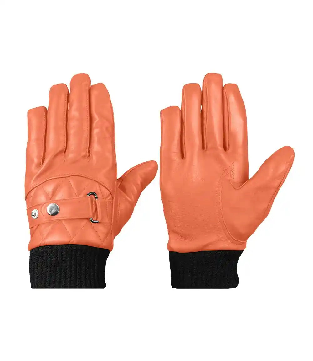 Mens Tan Brown Quilted Leather Gloves