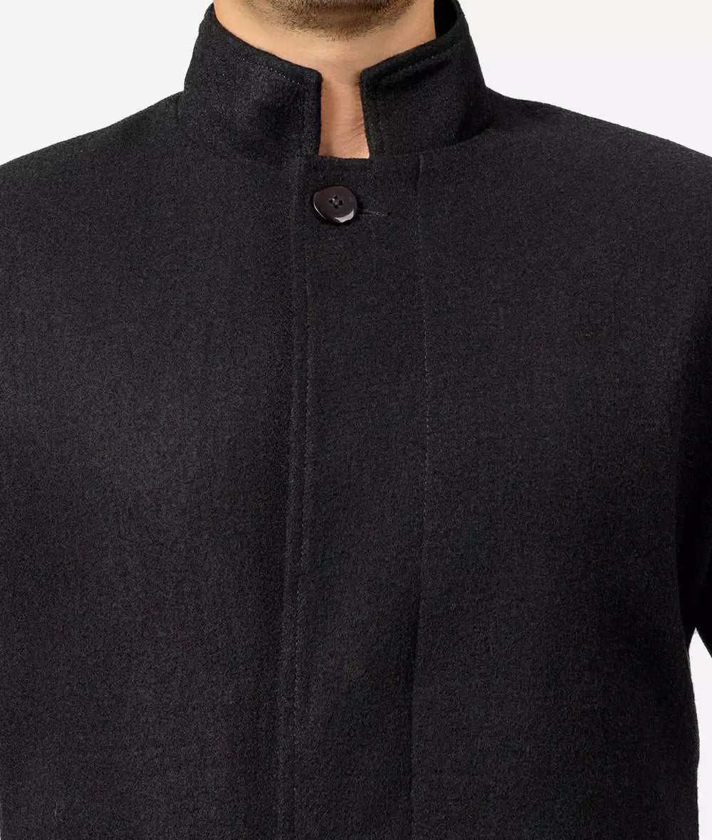 Mens Black Wool Trench Coat
