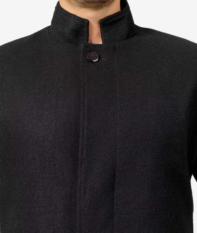 Mens Black Wool Trench Coat