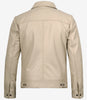 Mens Shirt Collar Beige Leather Jacket