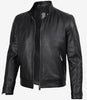 Mens Premium Black Cafe Racer Leather Jacket