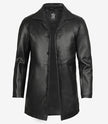 Mens Tall Distressed Black Long Leather Jacket