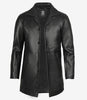 Mens Tall Distressed Black Long Leather Jacket
