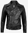 Brando Motorcycle Mens Rider Black Asymmetrical Real Leather Jacket
