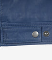 Mens Shirt Collar Blue Leather Jacket