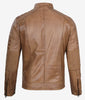 Mens Lambskin Tan Cafe Racer Leather Jacket