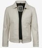 Mens Shirt Collar White Leather Jacket