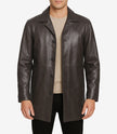 Winchester Distressed Brown Rust Car Coat Mens Shirt Collar Leather Jacket