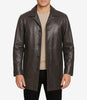Winchester Distressed Brown Rust Car Coat Mens Shirt Collar Leather Jacket