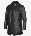 Mens Tall Distressed Black Long Leather Jacket