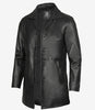 Mens Tall Distressed Black Long Leather Jacket