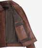 Reeves Brown Shirt Collar Front Zip Men Stylish Pebbled Leather Jacket