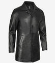 Mens Tall Distressed Black Long Leather Jacket