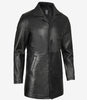 Mens Tall Distressed Black Long Leather Jacket