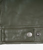Mens Shirt Collar Green Leather Jacket