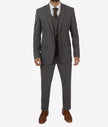 Grey Three Piece Two Button Suit Mens