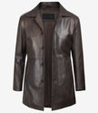 Winchester Distressed Brown Rust Car Coat Mens Shirt Collar Leather Jacket
