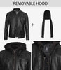 Mens Black Leather Jacket with Hood