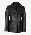 Womens 3 4 Length Black Leather Coat