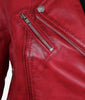 Margaret Womens Red Leather Biker Jacket
